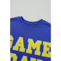 Dark Blue Game Day Crew Neck Graphic Pullover Sweatshirt - M thumbnail