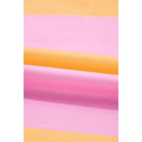 Yellow Stripe Color Block Polo Collar Sweatshirt - L thumbnail