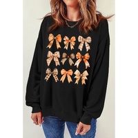 Black Thanksgiving Spice Bowknot Graphic Sweatshirt - S thumbnail