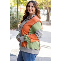 Light Grey Color Block Stitching Detail Half Zipper Sweatshirt - S thumbnail