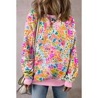 Pink Abstract Printed Drop Shoulder Loose Sweatshirt - M thumbnail