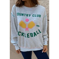 Light Grey COUNTRY CLUB PICKLEBALL Graphic Exposed Stitching Casual Sweatshirt - L thumbnail