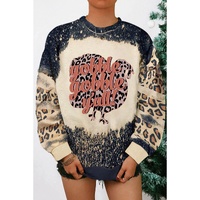 Black Gobble Gobble Yall Bleached Leopard Pullover Sweatshirt - S thumbnail