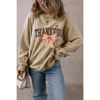 Parchment THANKFUL Leopard Bow Fall Vibe Graphic Sweatshirt - 2XL thumbnail