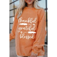 Orange thankful grateful blessed Arrow Graphic Corded Sweatshirt - L thumbnail