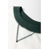 White Stripe Colorblock Sleeve Exposed Seam Fake-2-Piece Sweatshirt - L thumbnail