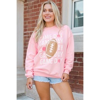 Pink GAME DAY Rugby Football Graphic Pullover Sweatshirt - XL thumbnail