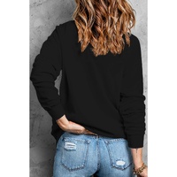 Black Pumpkin Thankful Drop Shoulder Thanksgiving Pullover Sweatshirt - L thumbnail