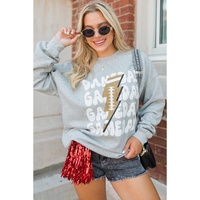 Gray GAME DAY Lightning Rugby Football Print Pullover Sweatshirt - S thumbnail