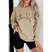 Parchment thankful Embroidered Drop Shoulder Pullover Sweatshirt - L thumbnail