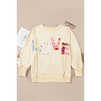 Apricot LOVE PATCH Graphic Oversized Sweatshirt - S thumbnail