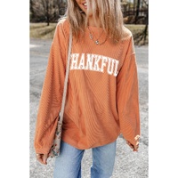 Orange THANKFUL Crew Neck Pullover Sweatshirt - L thumbnail
