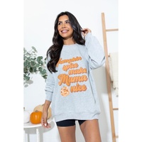Gray Pumpkin Spice Makes Mama Nice Round Neck Sweatshirt - S thumbnail