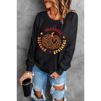 Black Leopard Pumpkin thankful blessed grateful Print Sweatshirt - L thumbnail