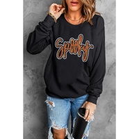 Black Spooky Rhinestone Drop Shoulder Graphic Sweatshirt - S thumbnail