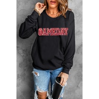 Black Sequined GAME DAY Rugby Football Season Sweatshirt - L thumbnail