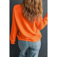 Orange Rhinestone game day Pattern Drop Shoulder Sweatshirt - L thumbnail