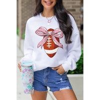 Beige Bowknot Rugby Football Graphic Game Day Pullover Sweatshirt - 2XL thumbnail