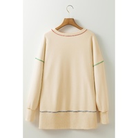 White Give Thanks to the LORD Graphic High Low Hem Loose Sweatshirt - L thumbnail