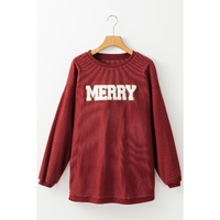 Racing Red MERRY Graphic Corded Christmas Sweatshirt - 2XL thumbnail