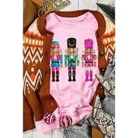 Pink Cute Nutcracker Printed Drop Shoulder Christmas Sweatshirt - S thumbnail