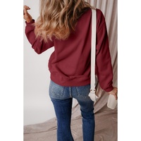 Burgundy Nutcracker Graphic Drop Shoulder Christmas Sweatshirt - L thumbnail