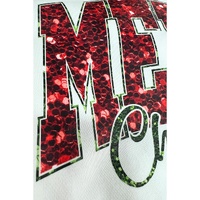 Beige MERRY Christmas Heat Transfer Printing Crewneck Pullover Sweatshirt - M thumbnail