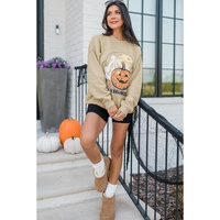 Parchment Spooky Pumpkin Graphic Crewneck Halloween Sweatshirt - L thumbnail