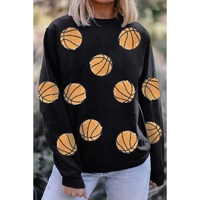 Black Sequin Ball Patched Crewneck Game Day Sweatshirt - S thumbnail