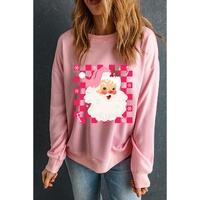 Pink Fancy Checkered Father Christmas Graphic Sweatshirt - L thumbnail