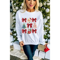 Beige Christmas Tree Bowknot Santa Clause Graphic Holiday Sweatshirt - XL thumbnail