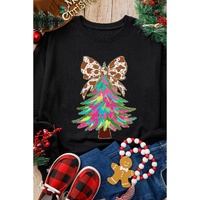 Black Bowknot Christmas Tree Shiny Graphic Sweatshirt - M thumbnail