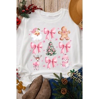 Beige Christmas Theme Pattern Pullover Sweatshirt - L thumbnail