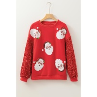 Fiery Red Sequined Santa Claus Long Sleeve Christmas Sweatshirt - M thumbnail