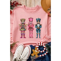 Pink Shimmer Nutcracker Graphic Christmas Pullover Sweatshirt - M thumbnail