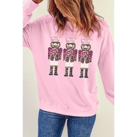 Pink Christmas Nutcracker Graphic Pullover Sweatshirt - L thumbnail