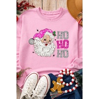 Pink Santa Claus HO HO HO Christmas Graphic Sweatshirt - 2XL thumbnail