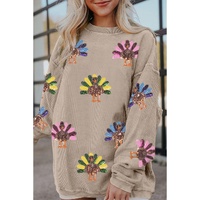 Smoke Gray Turkey Graphic Corded Baggy Sweatshirt - 2XL thumbnail
