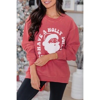 Strawberry Pink HAVE A HOLLY JOLLY CHRISTMAS Corded Sweatshirt - L thumbnail