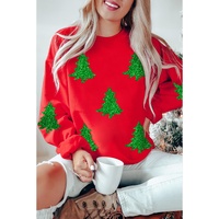 Red Christmas Tree Printed Holiday Fashion Sweatshirt - M thumbnail