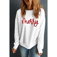Beige Merry Graphic Christmas Crew Neck Sweatshirt - S thumbnail