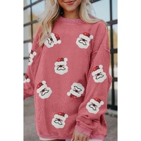 Strawberry Pink Sequin Santa Clause Christmas Corded Sweatshirt - 3XL thumbnail