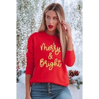 Red Merry & Bright Printed Christmas Pullover Sweatshirt - 2XL thumbnail