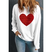 Beige Glitter Valentine Heart Shape Graphic Sweatshirt - M thumbnail