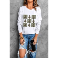 Beige Christmas Tree Checker Print Drop Shoulder Sweatshirt - 2XL thumbnail