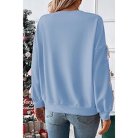 Myosotis Contrast Bow Decor Dropped Sleeve Crewneck Sweatshirt - L thumbnail