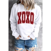 White Glitter XOXO Graphic Crewneck Valentines Pullover Sweatshirt - L thumbnail