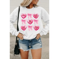 White Valentine Candy Heart & Bow Graphic Sweatshirt - 2XL thumbnail