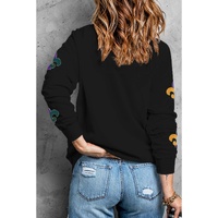 Black Mardi Gras Pattern Crew Neck Pullover Sweatshirt - XL thumbnail
