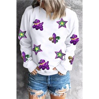 White Sequin Mardi Gras Element Graphic Crewneck Sweatshirt - XL thumbnail